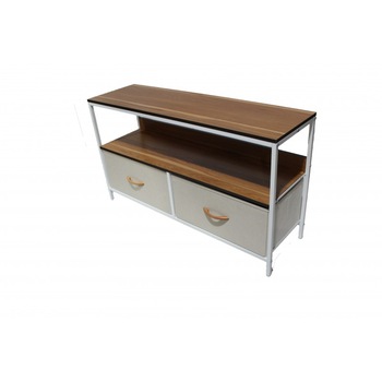 Comoda metalica cu 2 sertare,material textil,98x29x56 cm,crem Comoda metalica cu 2 sertare,material textil,98x29x56 cm,crem