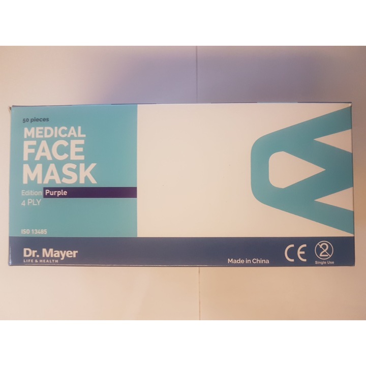 Set 50 bucati Masca chirurgicala medicala, Dr Mayer, 4 straturi, full color, mov