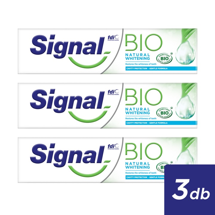 Signal Bio Natural Whitening fogkrém, 3x75ml