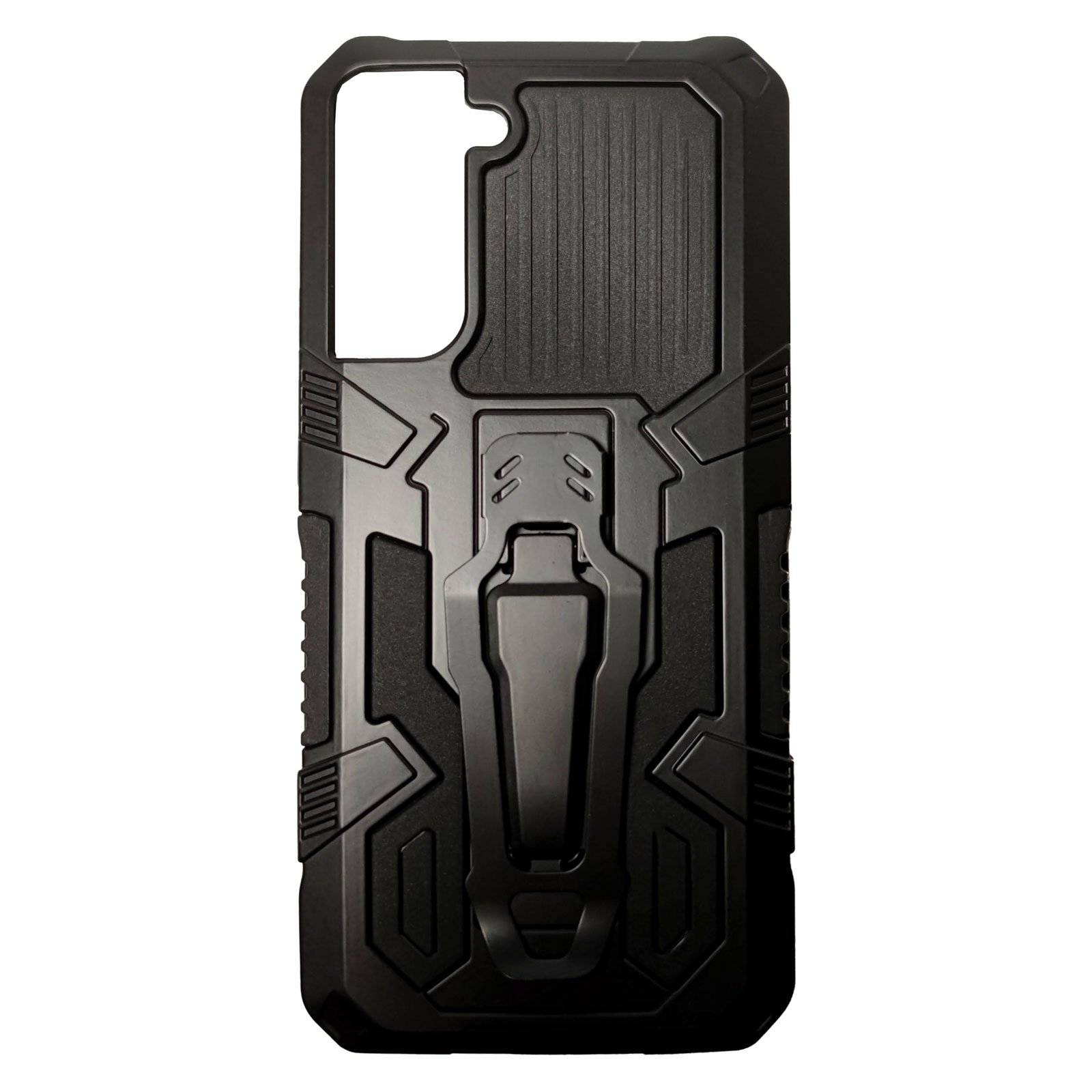 Husa compatibila cu Samsung Galaxy S21 Plus model Dual Thunder Armor cu Suport , Antisoc, Silicon+PC, Viceversa Negru