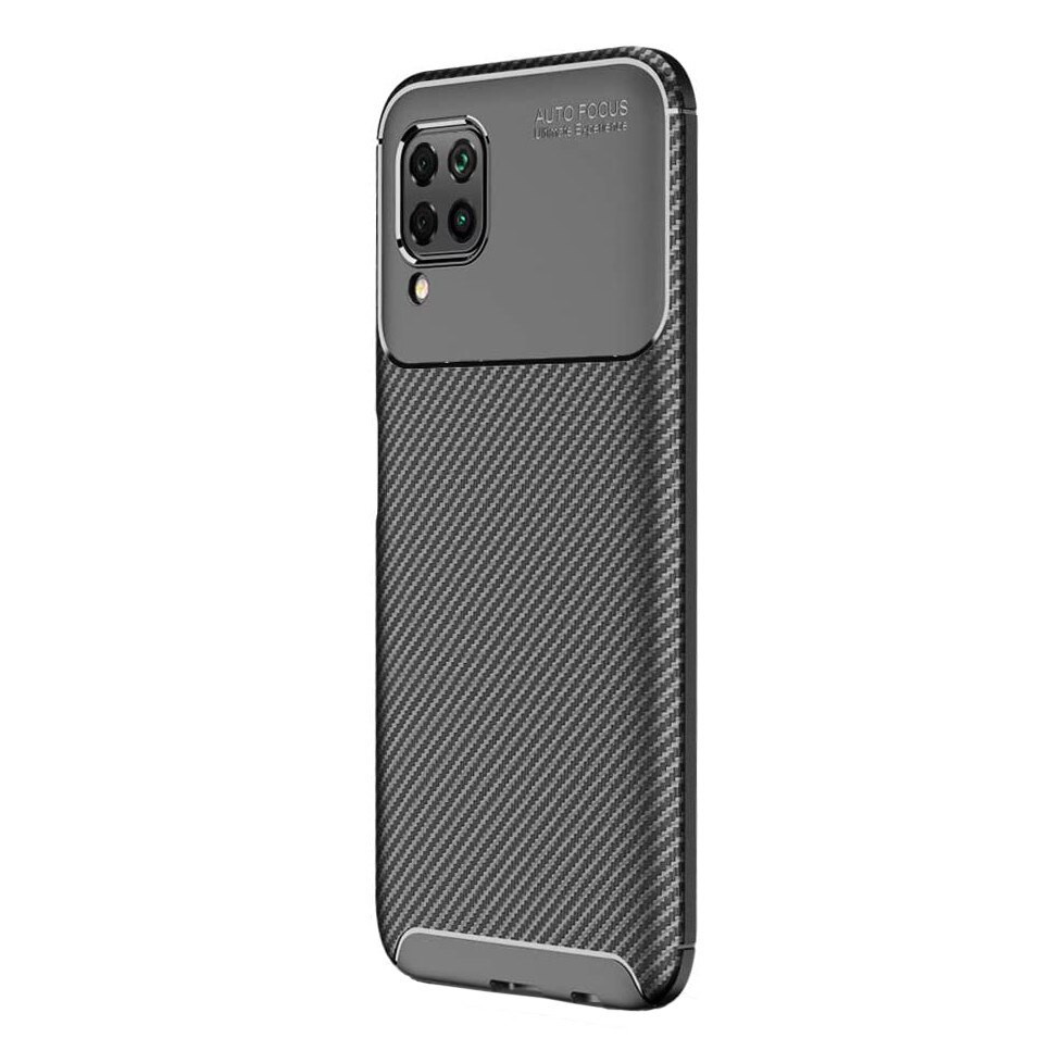 Husa pentru Huawei P40 LITE, fibra de carbon, Slim Antisoc, carcasa spate, Focus, Negru