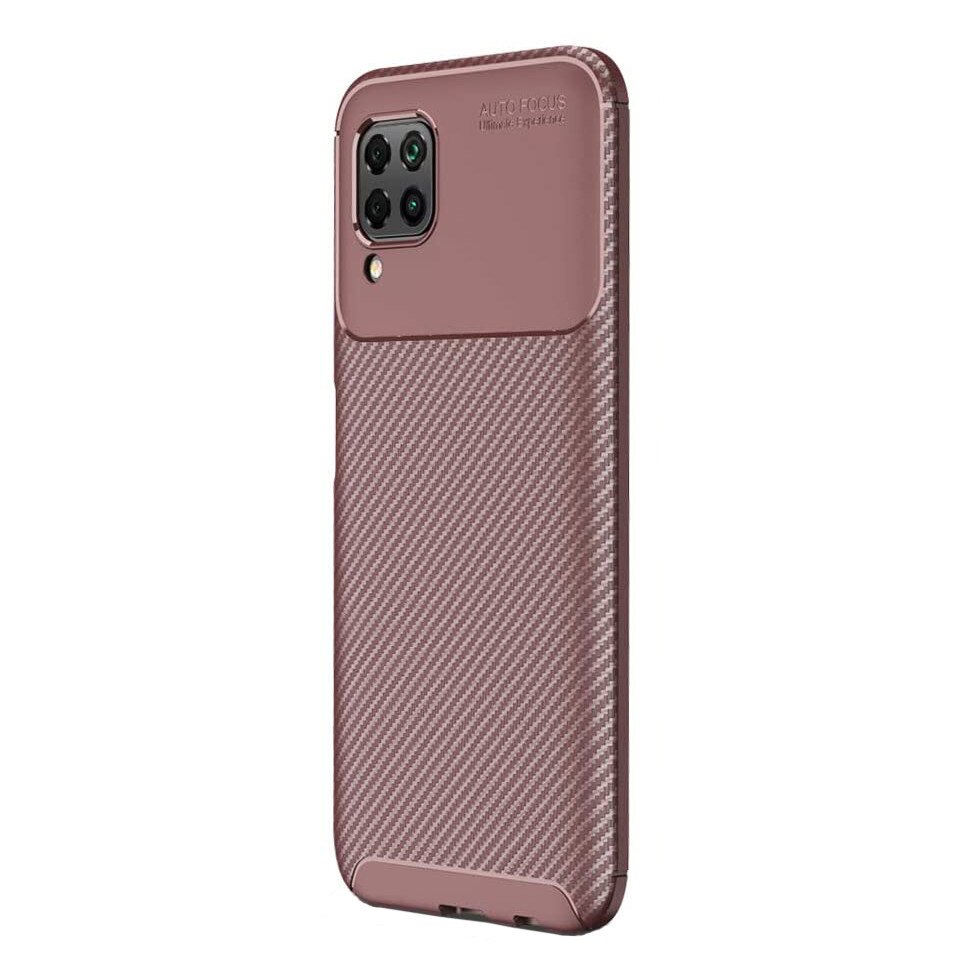 Husa pentru Huawei P40 LITE, fibra de carbon, Slim Antisoc, carcasa spate, Focus, Maro