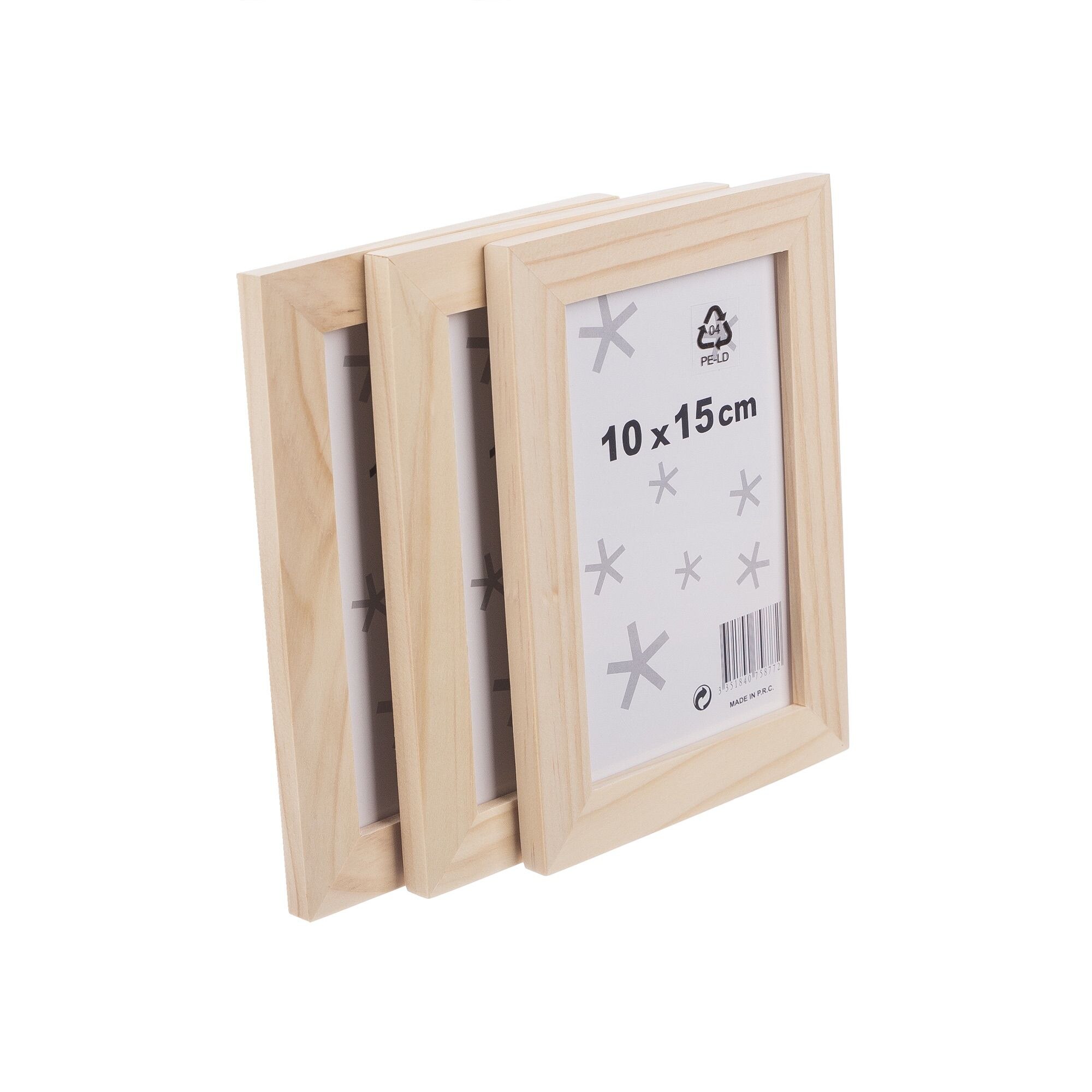 Set 3 piese rame foto clasice,lemn natur,cu plexiglas,12.8 x 17.8 cm