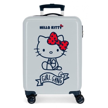 Troler cabina ABS 55 cm Girl Gang Hello Kitty, albastru deschis Troler cabina ABS 55 cm Girl Gang Hello Kitty, albastru deschis