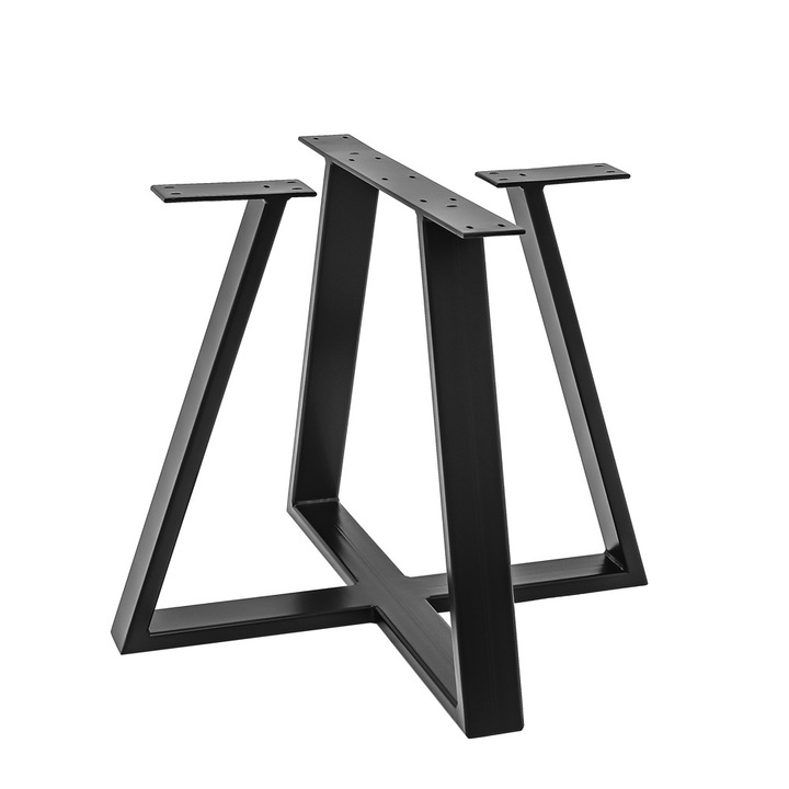 Set Picior Masa Cafea Stil Scandinav Trapez, Vopsire in camp electrostatic, Finisaje Premium, BalustradeTM, Metal Negru H 47 cm x 60 cm x 6 cm