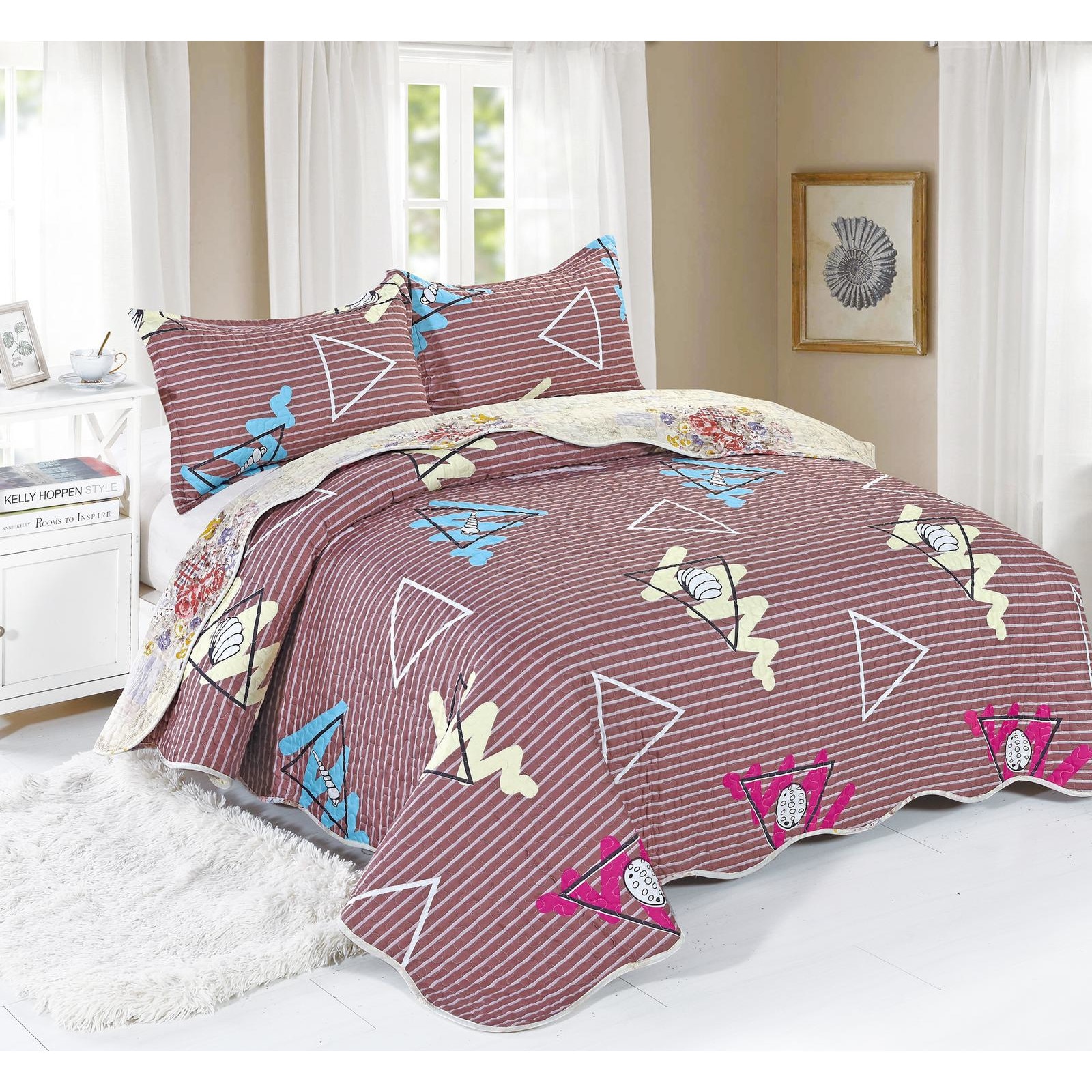 Set cuvertura de pat dublu matlasata si doua fete de perna - CM33