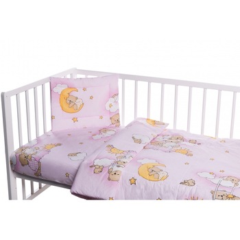 Lenjerie patut cu 3 piese Ursuletul Somnoros Roz Lenjerie patut cu 3 piese Ursuletul Somnoros Roz