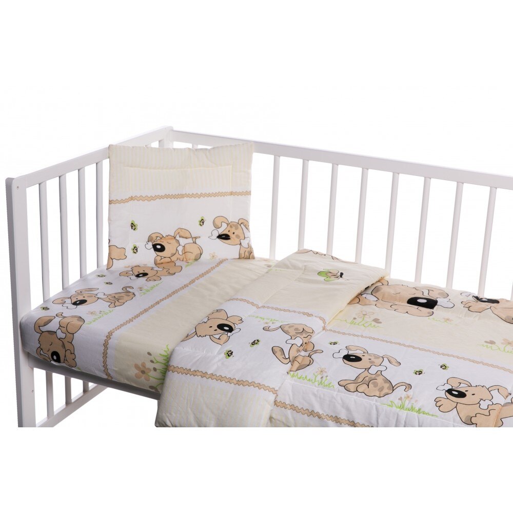 Lenjerie patut cu 3 piese Puppy Beige
