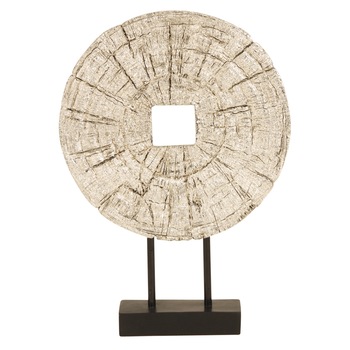 Decoratiune disc argintiu pe suport, diametru 33 cm Decoratiune disc argintiu pe suport, diametru 33 cm