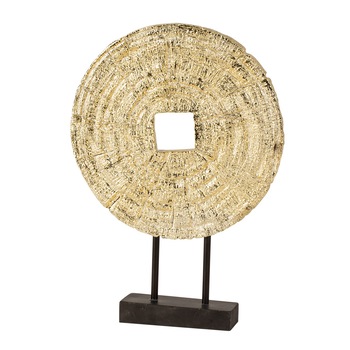 Decoratiune disc auriu pe suport, diametru 33 cm Decoratiune disc auriu pe suport, diametru 33 cm