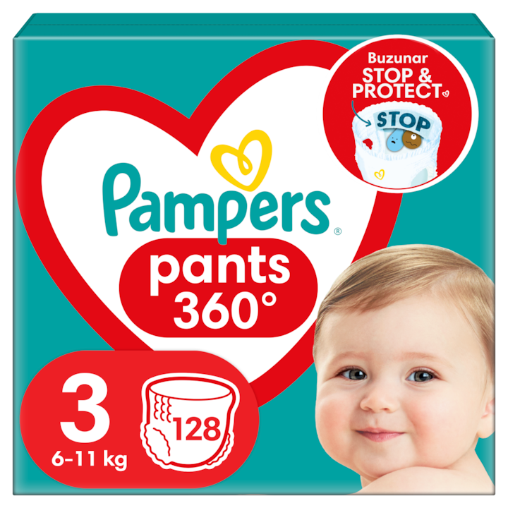 Пелени-гащички Pampers Active Baby Размер 3, 6kg-11kg, 128 броя