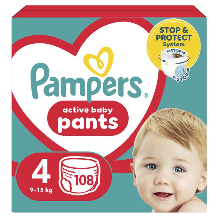 Пелени-гащички Pampers Active Baby Размер 4, 9kg-15kg, 108 броя