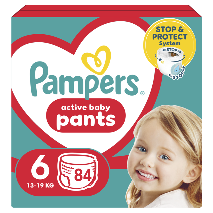 Пелени-гащички Pampers Active Baby Размер 6, 13kg-19kg, 84 броя