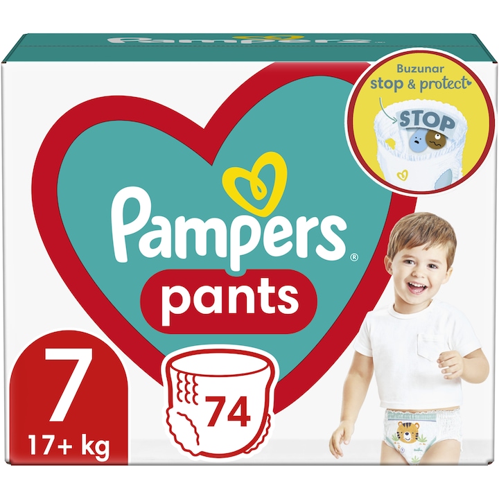 Scutece-chilotel Pampers Pants Mega Box, Marimea 7, 17+ kg, 74 buc