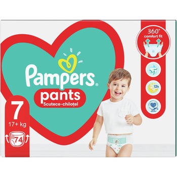 Scutece-chilotel Pampers Pants Mega Box, Marimea 7, 17+ kg, 74 buc Scutece-chilotel Pampers Pants Mega Box, Marimea 7, 17+ kg, 74 buc