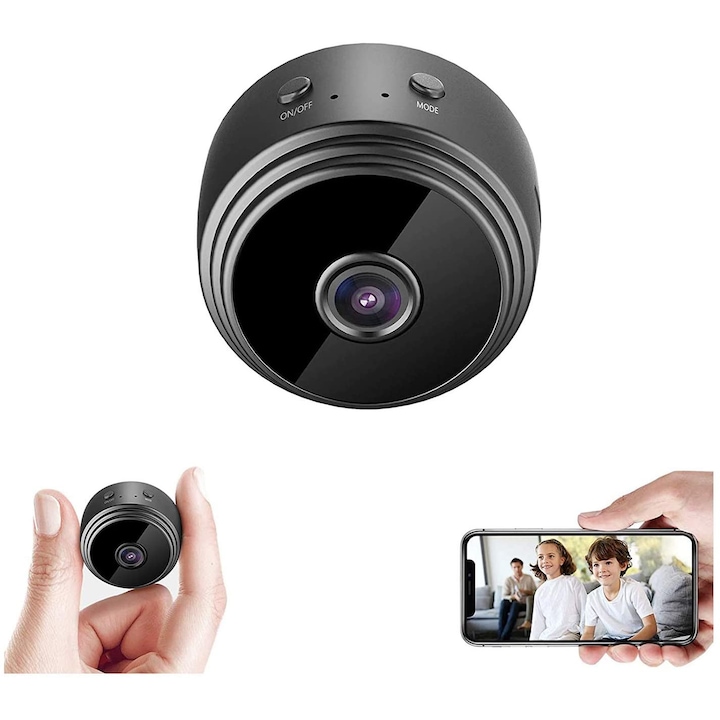 Wi-fi Мини Безжична Камера А9 Smartis, Full HD, Автономна батерия, Нощно виждане, Черен