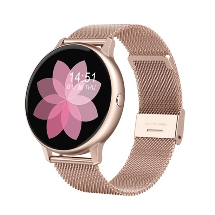 Смарт часовник Smartis Cosmo , Крачки, Мултиспорт, IP68, Мониторинг на съня, Сърдечен ритъм, Калории, Розов