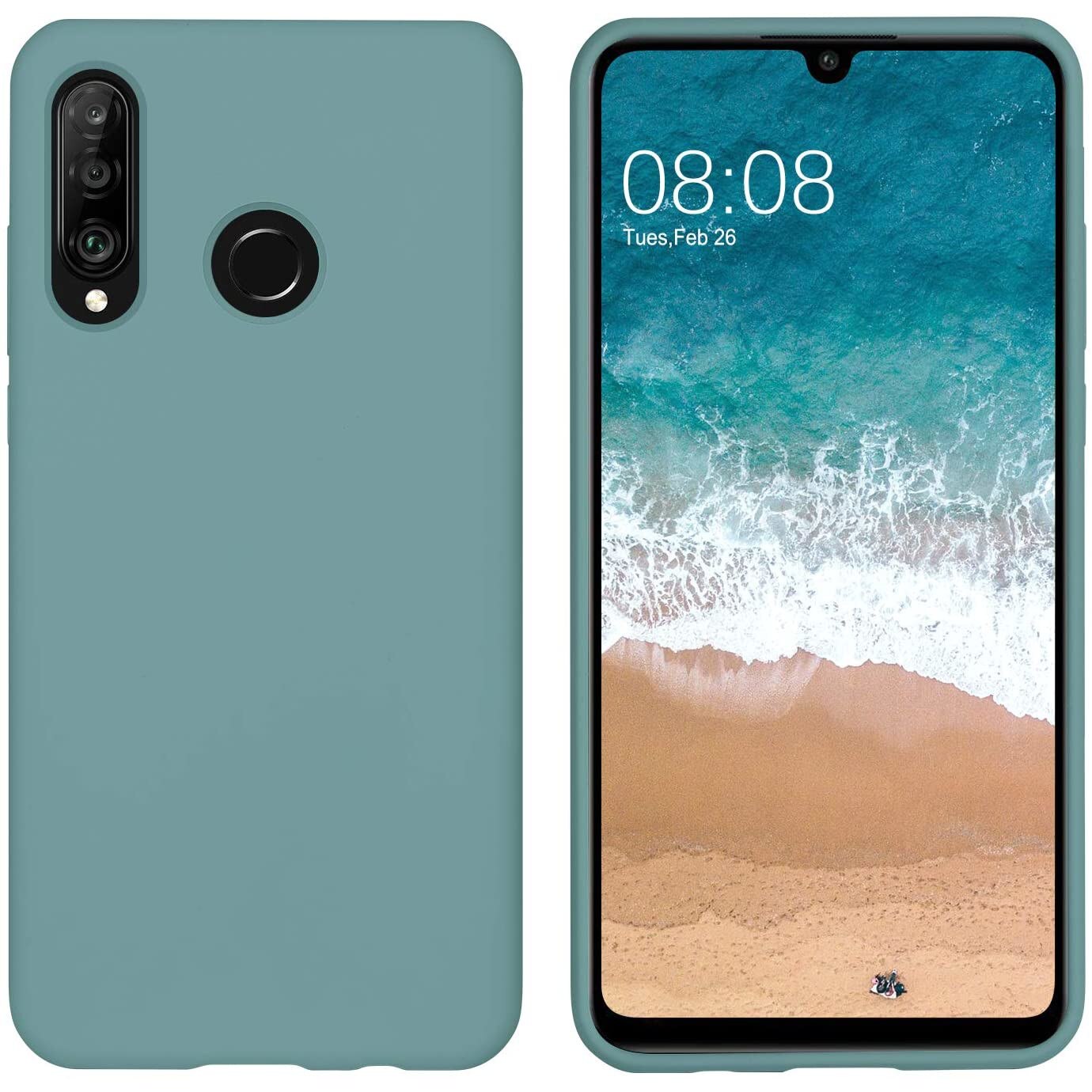 Husa de protectie pentru Huawei P40 Lite E, Liquid Silicon, Pine Green