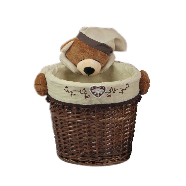 Cos M Bear Bedora, ratan, 28x22 cm, Natur/Maro