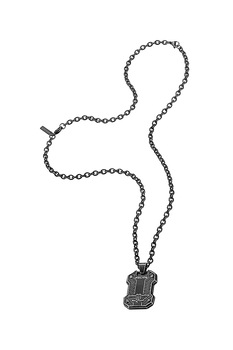 Police, Colier din otel inoxidabil cu pandantiv logo, Negru Police, Colier din otel inoxidabil cu pandantiv logo, Negru