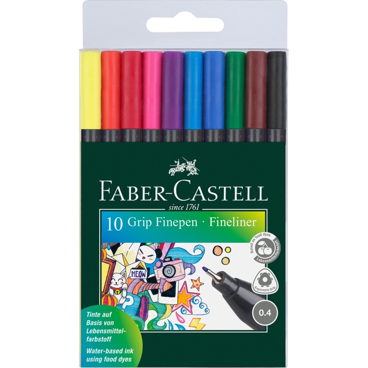 Set 10 Linere Faber-Castell Grip, 0.4 mm,
