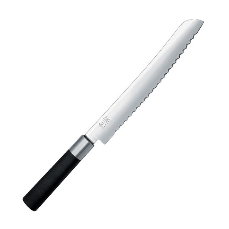 Cutit pentru paine, KAI, Wasabi 6723B, Inox, 23 cm, Negru