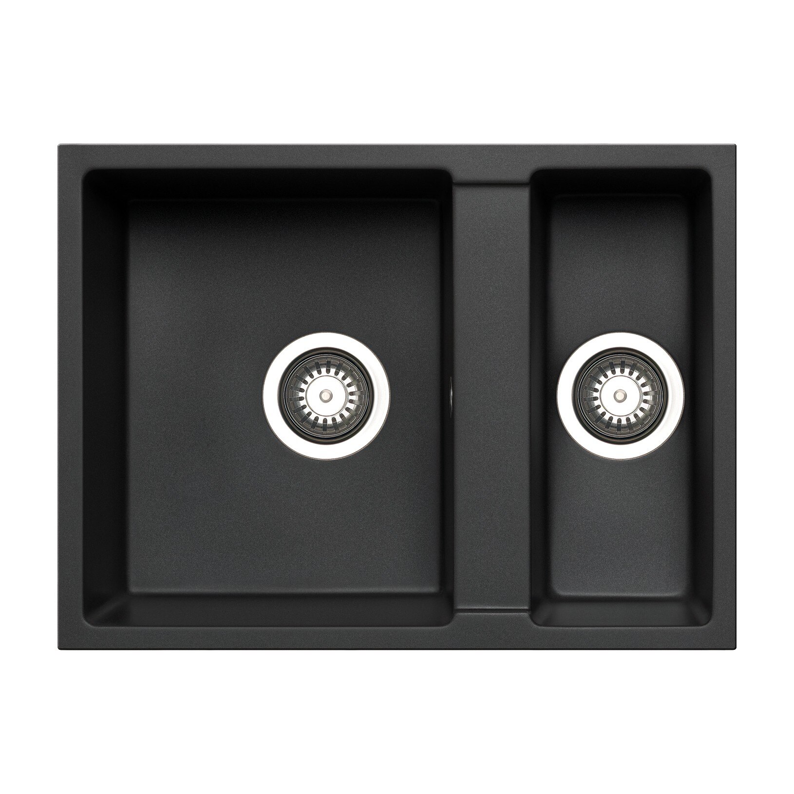 Chiuveta bucatarie Pyramis TETRAGON 590x440 1 1/2B, adancime 200mm, reversibila, montare sub blat, Pyragranite negru