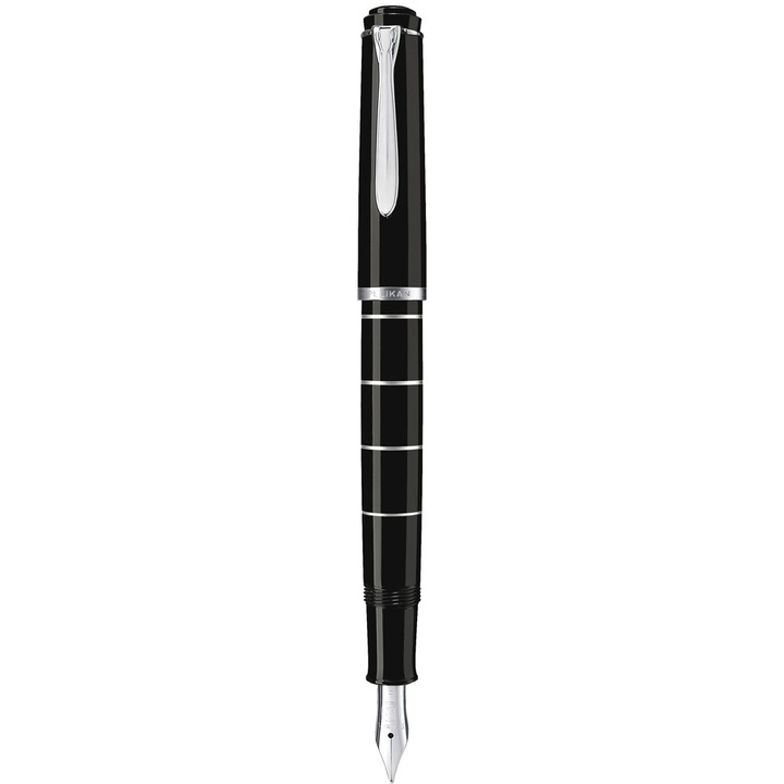 Пръстени M215 F писалка, с бутало, писец от неръждаема стомана, аксесоари от неръждаема стомана, черно тяло с метални рингове