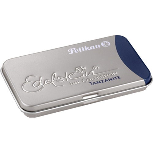 Caseta metalica Edelstein cu patroane, dimensiune 8,1 x 4,9 x 0,9 cm, set 6 patroane, culoare albastru tranzanit