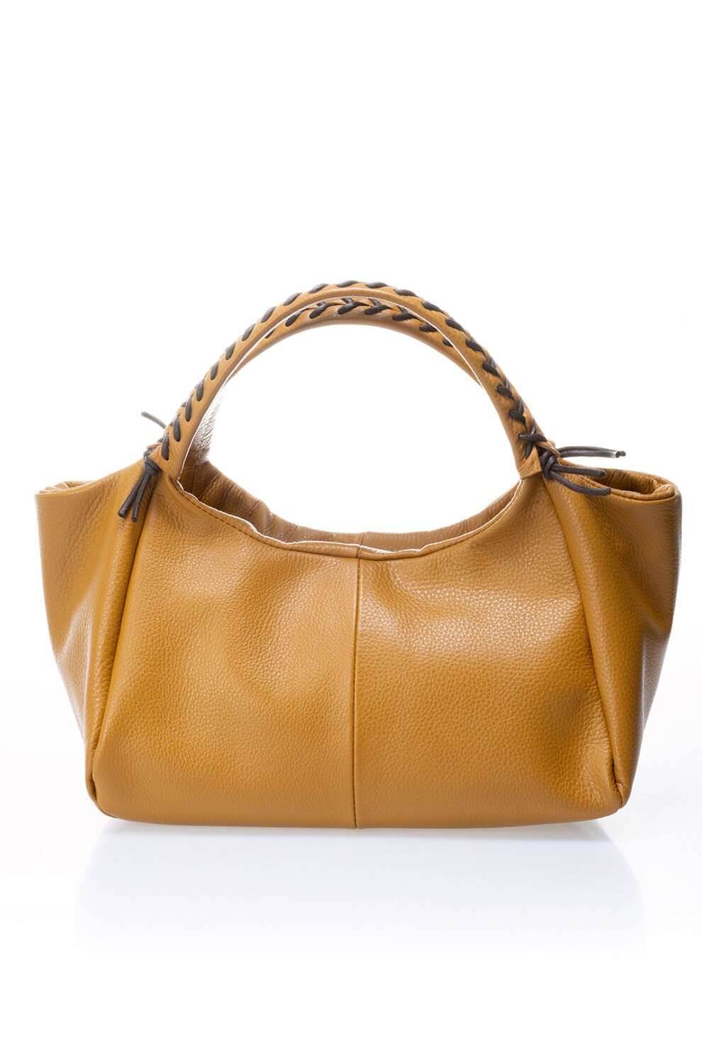 Massimo Castelli, Geanta tote de piele cu manere cu model impletit, Maro caramel