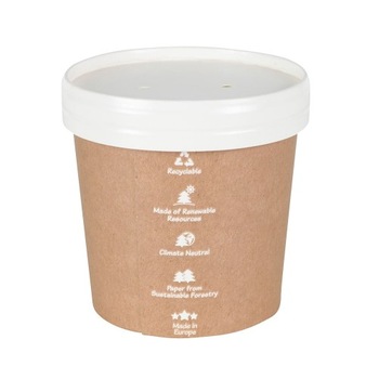 Boluri biodegradabile imprimate pentru supa cu capac, carton maro, 400ml/16oz, set 25 buc Boluri biodegradabile imprimate pentru supa cu capac, carton maro, 400ml/16oz, set 25 buc