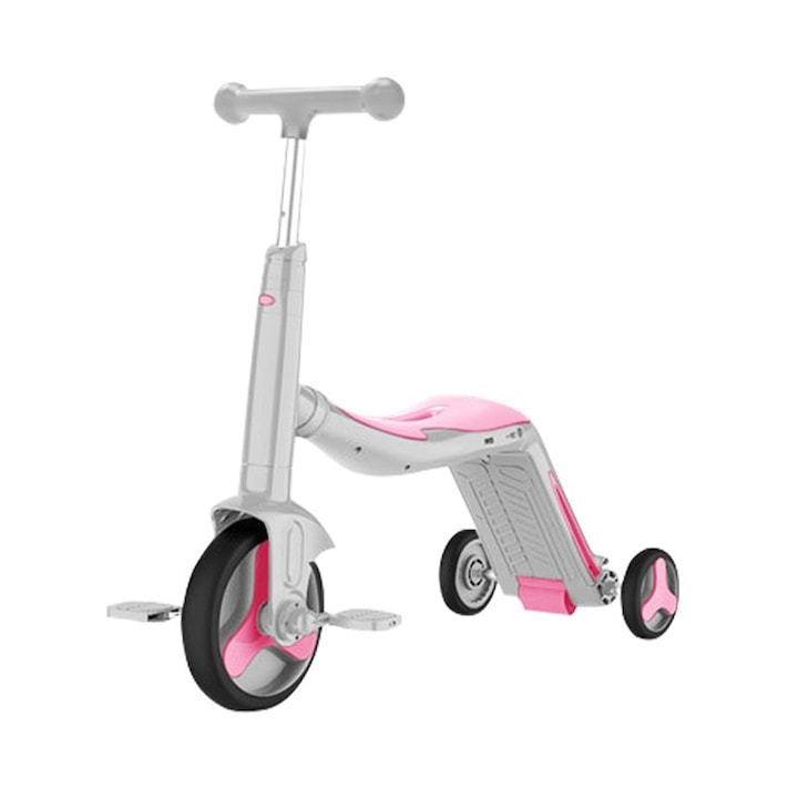 Детска тротинетка Go Kart 3 в 1 леки колела +3 години със светлини и музика бял и розов цвят