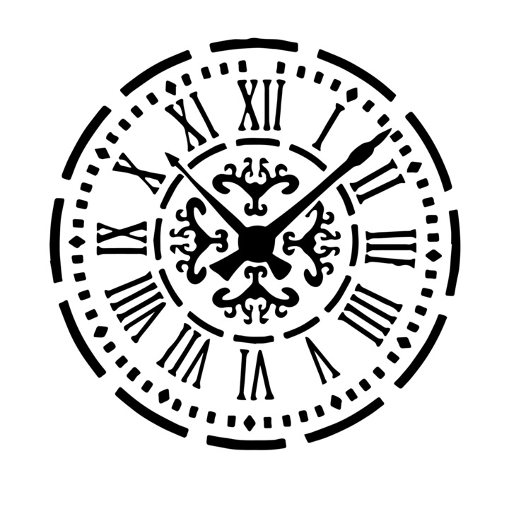 Sablon 3D, Clock, 70x70 cm, reutilizabil, plastic, alb