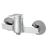 Baterie dus Idrobric Hellis, crom lucios, cartus ceramic Ø 35 mm, rozete perete, racorduri excentrice