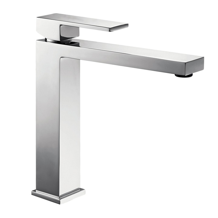 Zoe Idrobric mosdócsaptelep, magascső, fényes króm, kerámiapatron Ø 25 mm, 1 ”1/4 fém kattanós leeresztő szelep készlet, 3 / 8F 35 cm rozsdamentes acél rugalmas csatlakozó, szerelőkészlet