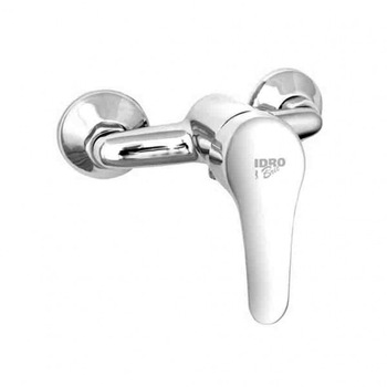 Baterie dus Idrobric Joy, crom lucios, cartus ceramic Ø 40 mm, rozete perete, racorduri excentrice