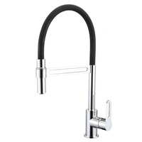 Baterie bucatarie Idrobric Dallas, pipa inalta flexibila, cartus ceramic, racord flexibil din inox F3/8, 40 cm, kit de montaj rapid, Crom lucios