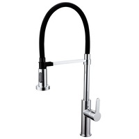 baterie bucatarie idrobric miami pipa inalta flexibila si pivotanta 2 tipuri de jet crom luciosnegru alama cartus ceramic  35 mm racord inox f38 35 cm kit montaj rapid imagen 16_0_
0