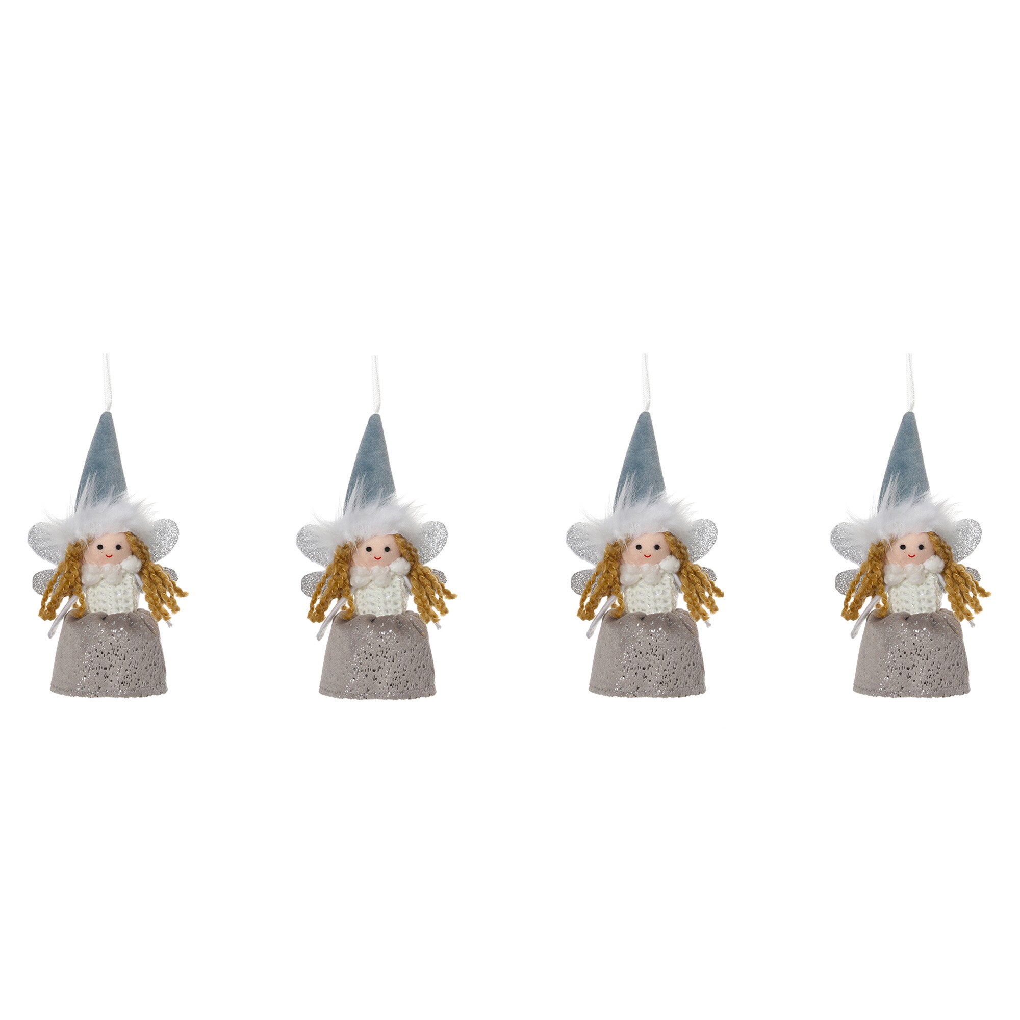 Set 4 ingerasi pentru brad Kring, 12 cm, Albastru/Gri