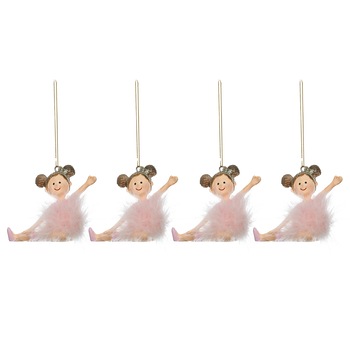 Set 4 ornamente Craciun pentru brad Kring, ingerasi / balerine, 8.5 cm, polirasina, Roz Set 4 ornamente Craciun pentru brad Kring, ingerasi / balerine, 8.5 cm, polirasina, Roz