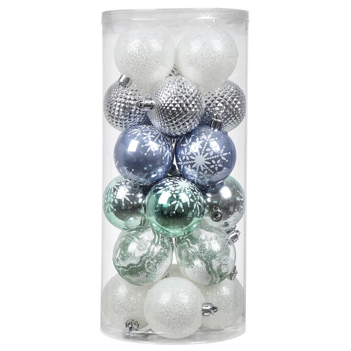 Set 24 de globuri kring, 6 cm, Mov/Argintiu