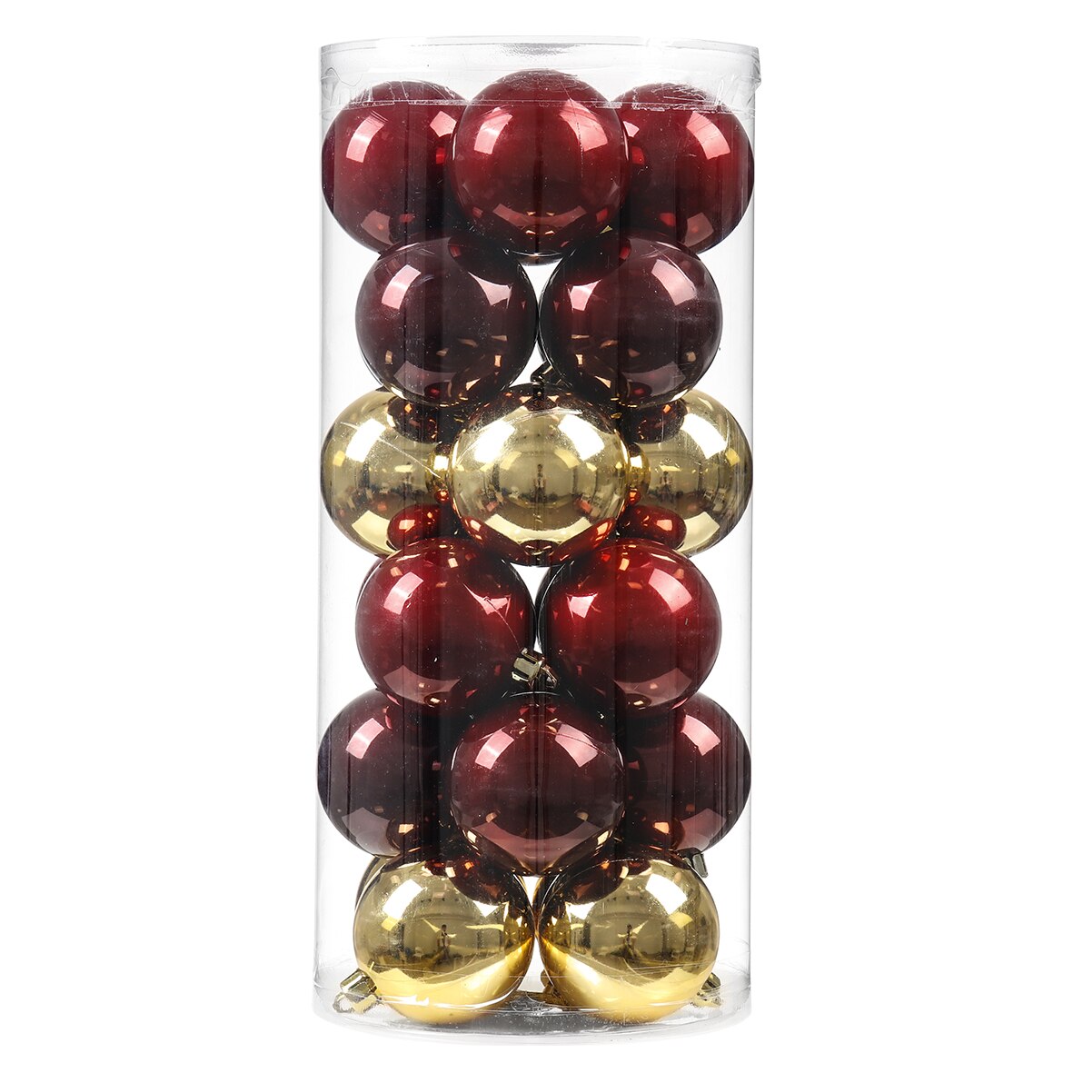 Set 24 de globuri Kring, 6 cm, Rosu/Auriu