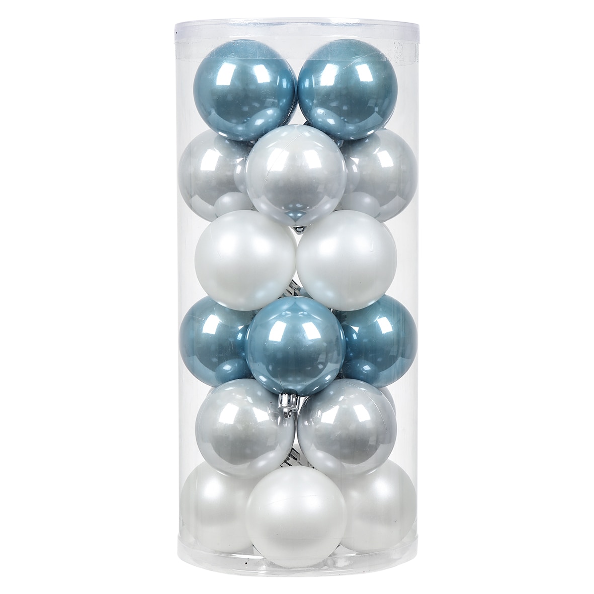 Set 24 de globuri Kring, 6 cm, Albastru/Alb