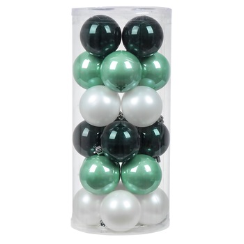 Set 24 de globuri Kring, 6 cm, Verde/Alb Set 24 de globuri Kring, 6 cm, Verde/Alb