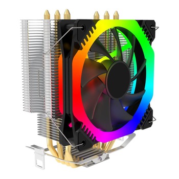 Cooler CPU, Gembird Huracan X120, RGB, 120 mm, 56 CFM, 1800 RPM, 28 dB, conector 3 pini Cooler CPU, Gembird Huracan X120, RGB, 120 mm, 56 CFM, 1800 RPM, 28 dB, conector 3 pini