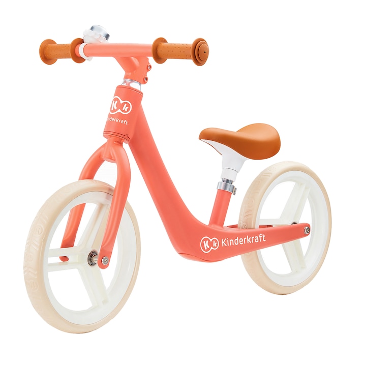 Bicicleta fara pedale Kinderkraft - Fly Plus, corai, pentru copii