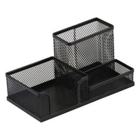 Suport plasa metalica accesorii birou, 3 compartimente - negru