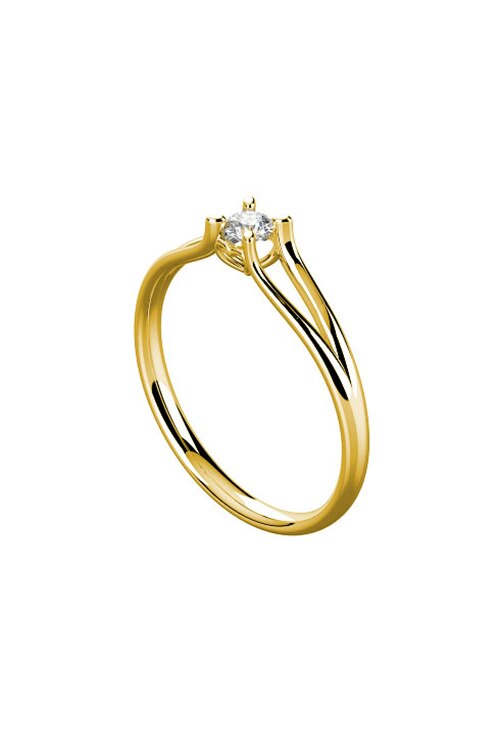 Inel de logodna, Coriolan, aur galben 18K, diamant 0.18 carate GVS1, 55 mm
