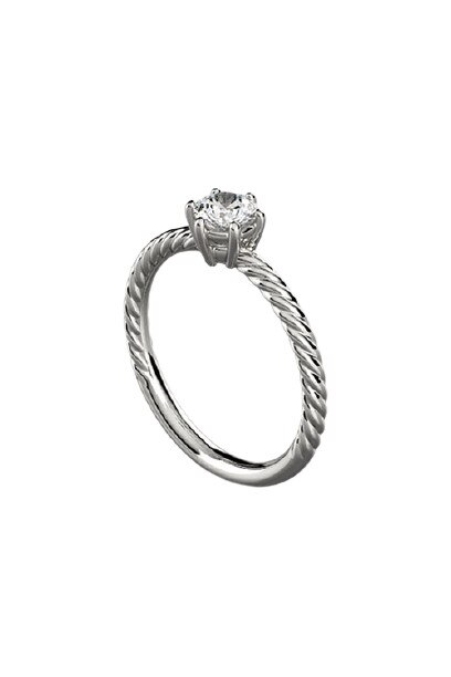 Inel de logodna, Coriolan, aur alb 18K, diamant 0.135 carate GVS1, 54 mm