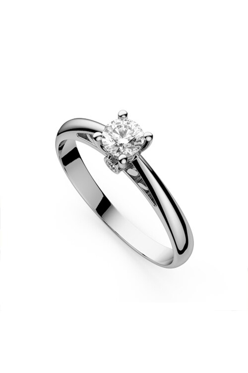 Inel de logodna, Coriolan, aur alb 18K, diamant central 0.13 carate GVS1, diamante secundare 0.02 carate, GVS1, 50.5 mm